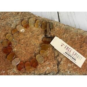 Peyote Bird Sterling‎ Silver Carnelian Beaded Bracelet J138